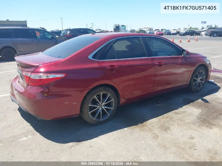 2016 Toyota Camry Xse V6 VIN: 4T1BK1FK7GU571405 Lot: 39902396