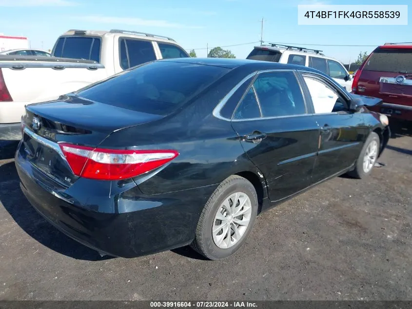 4T4BF1FK4GR558539 2016 Toyota Camry Le