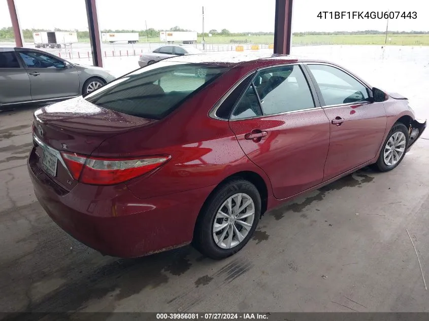 2016 Toyota Camry Le VIN: 4T1BF1FK4GU607443 Lot: 39956081