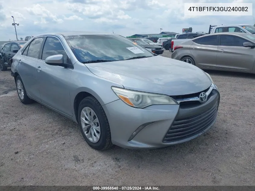 2016 Toyota Camry Le VIN: 4T1BF1FK3GU240082 Lot: 39958540