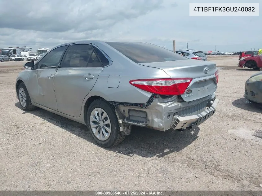 2016 Toyota Camry Le VIN: 4T1BF1FK3GU240082 Lot: 39958540