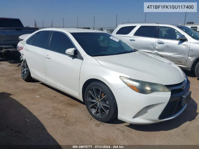 2016 Toyota Camry Xse VIN: 4T1BF1FK1GU117400 Lot: 39975777