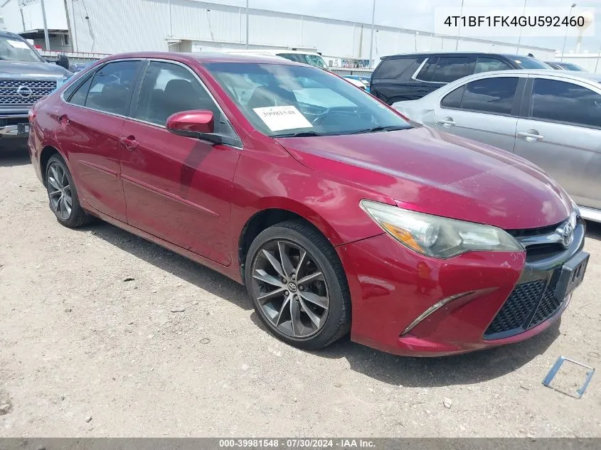 2016 Toyota Camry Xse VIN: 4T1BF1FK4GU592460 Lot: 39981548