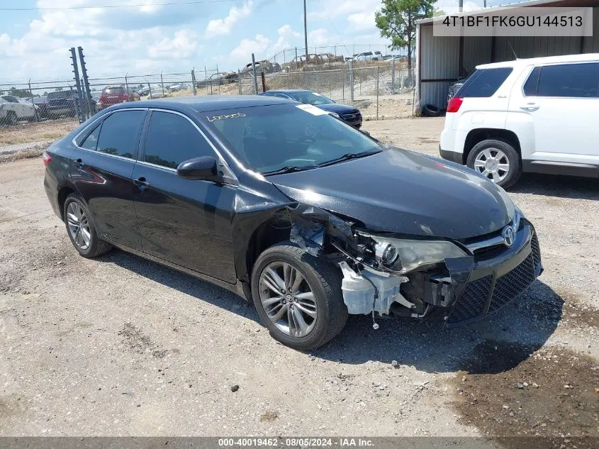 2016 Toyota Camry Se VIN: 4T1BF1FK6GU144513 Lot: 40019462