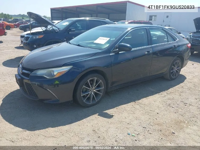 2016 Toyota Camry Xse VIN: 4T1BF1FK9GU520833 Lot: 40020075