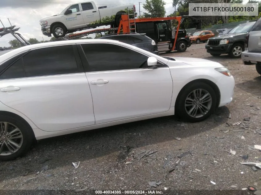 2016 Toyota Camry Se VIN: 4T1BF1FK0GU500180 Lot: 40034385