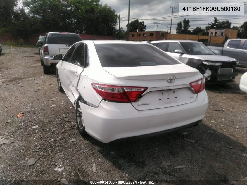 2016 Toyota Camry Se VIN: 4T1BF1FK0GU500180 Lot: 40034385