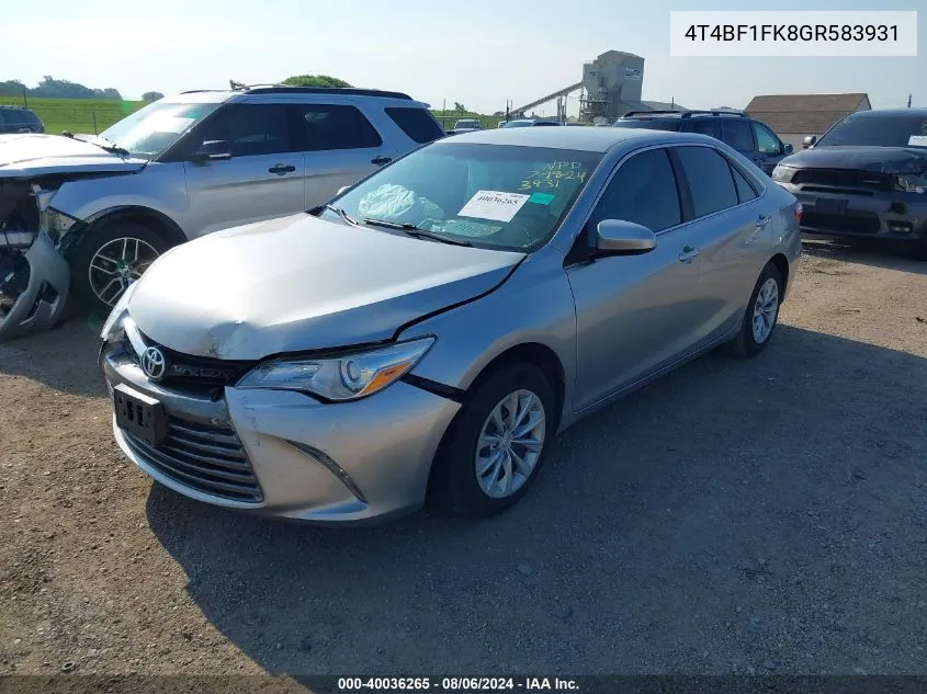 4T4BF1FK8GR583931 2016 Toyota Camry Le