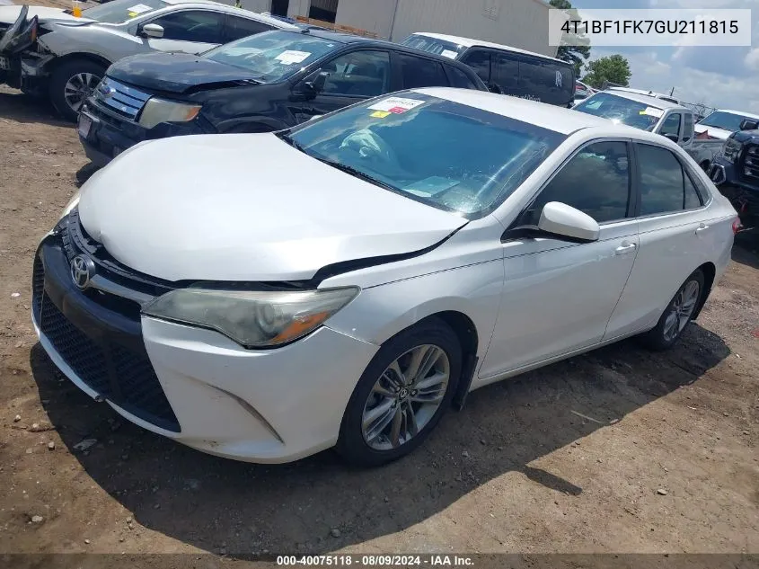 2016 Toyota Camry Se VIN: 4T1BF1FK7GU211815 Lot: 40075118