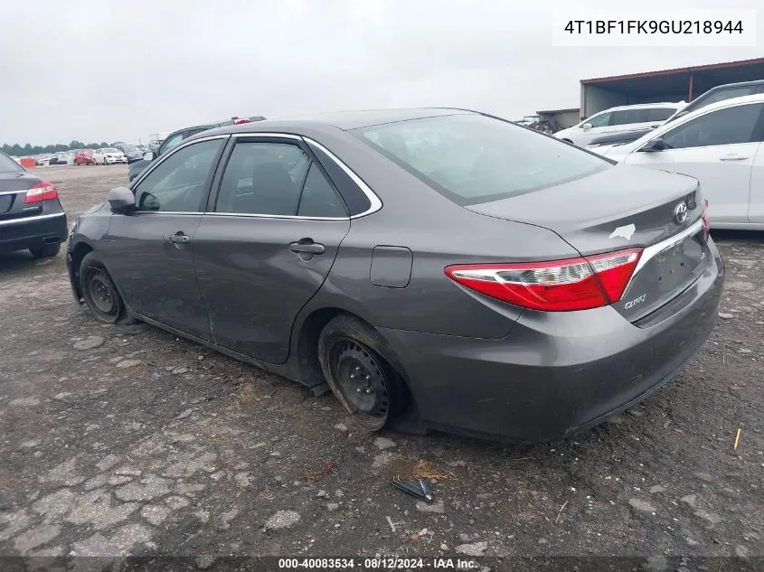 2016 Toyota Camry Le VIN: 4T1BF1FK9GU218944 Lot: 40083534