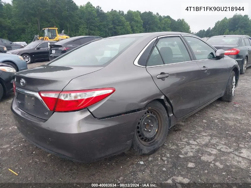 2016 Toyota Camry Le VIN: 4T1BF1FK9GU218944 Lot: 40083534