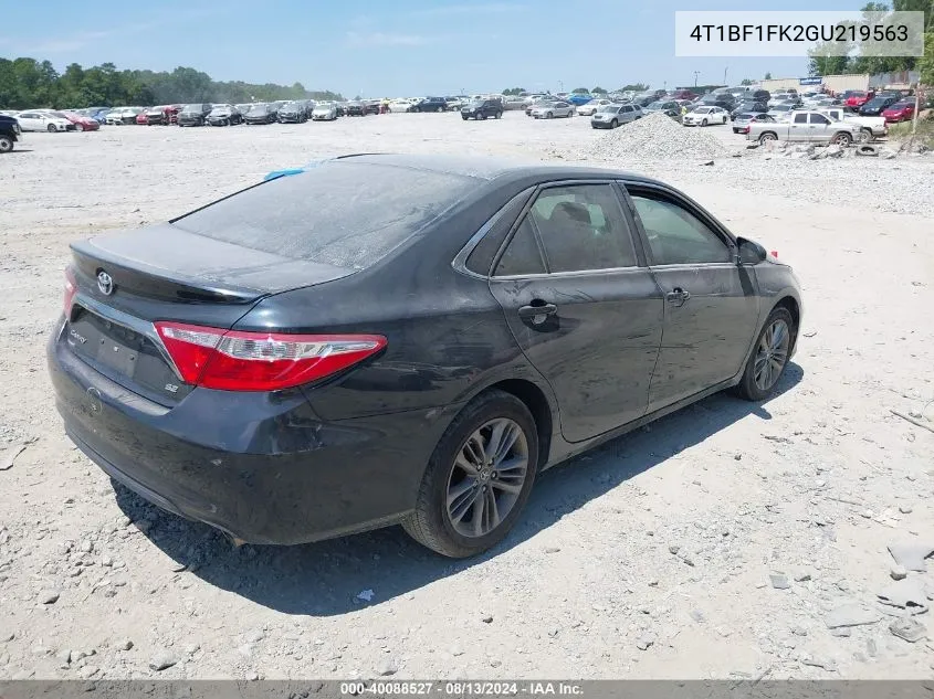 2016 Toyota Camry Le/Xle/Se/Xse VIN: 4T1BF1FK2GU219563 Lot: 40088527