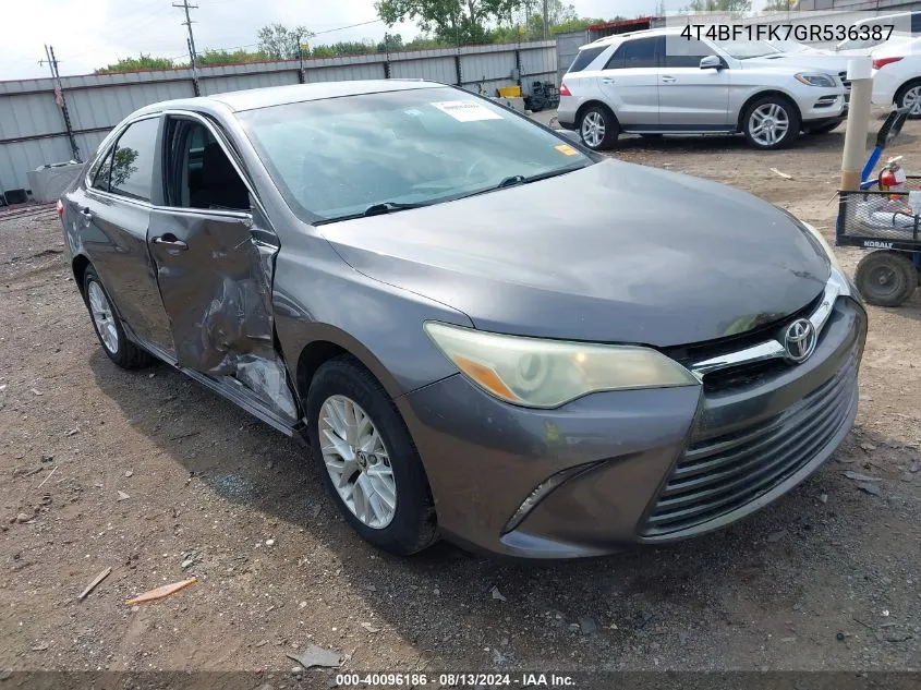 2016 Toyota Camry Le VIN: 4T4BF1FK7GR536387 Lot: 40096186