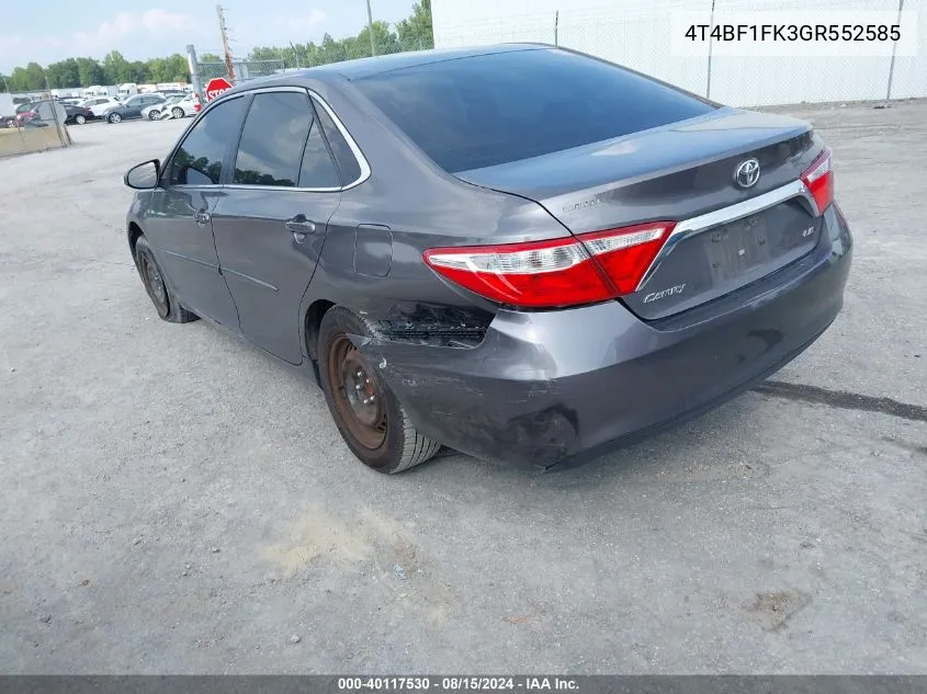 2016 Toyota Camry Le VIN: 4T4BF1FK3GR552585 Lot: 40117530