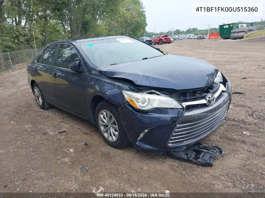 2016 Toyota Camry Le VIN: 4T1BF1FK0GU515360 Lot: 40124833