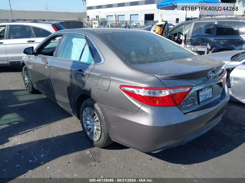 2016 Toyota Camry Se VIN: 4T1BF1FK4GU244268 Lot: 40135086