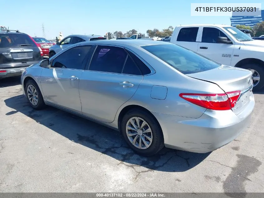 2016 Toyota Camry Le VIN: 4T1BF1FK3GU537031 Lot: 40137102