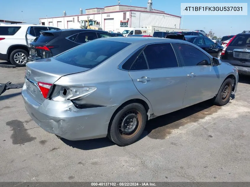 2016 Toyota Camry Le VIN: 4T1BF1FK3GU537031 Lot: 40137102