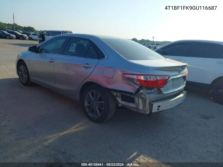 2016 Toyota Camry Se VIN: 4T1BF1FK9GU116687 Lot: 40138441