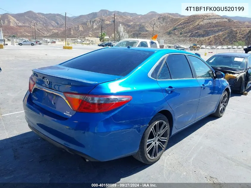 2016 Toyota Camry Se VIN: 4T1BF1FK0GU520199 Lot: 40150089