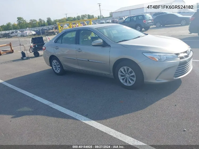 2016 Toyota Camry Le VIN: 4T4BF1FK6GR524182 Lot: 40154925