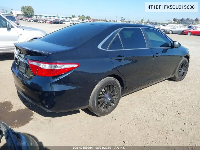 2016 Toyota Camry Se VIN: 4T1BF1FK5GU215636 Lot: 40159994