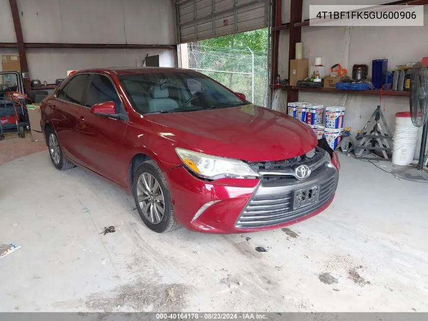 2016 Toyota Camry Xle VIN: 4T1BF1FK5GU600906 Lot: 40164178