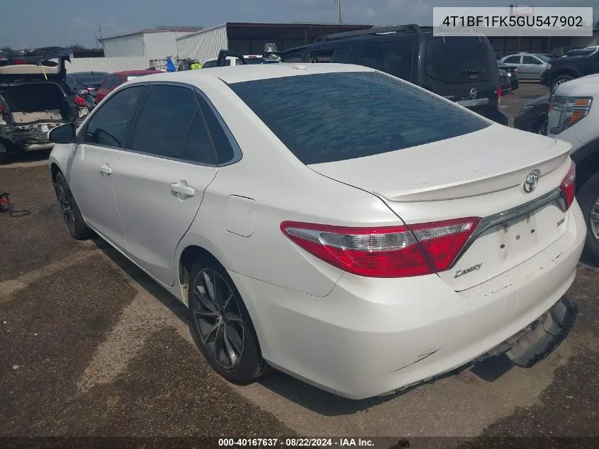 2016 Toyota Camry Xse VIN: 4T1BF1FK5GU547902 Lot: 40167637