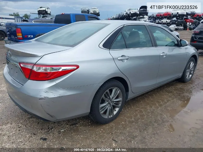 2016 Toyota Camry Se VIN: 4T1BF1FK0GU233526 Lot: 40167920