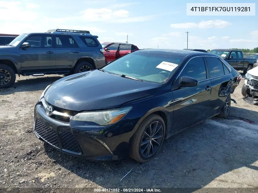 2016 Toyota Camry Xse VIN: 4T1BF1FK7GU119281 Lot: 40171852