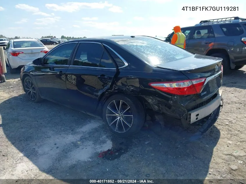 2016 Toyota Camry Xse VIN: 4T1BF1FK7GU119281 Lot: 40171852