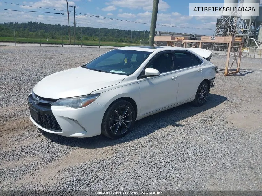 2016 Toyota Camry Xse VIN: 4T1BF1FK5GU140436 Lot: 40172411