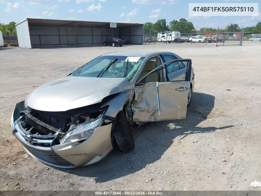 2016 Toyota Camry Le VIN: 4T4BF1FK5GR575110 Lot: 40173644