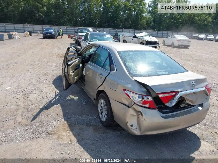 2016 Toyota Camry Le VIN: 4T4BF1FK5GR575110 Lot: 40173644