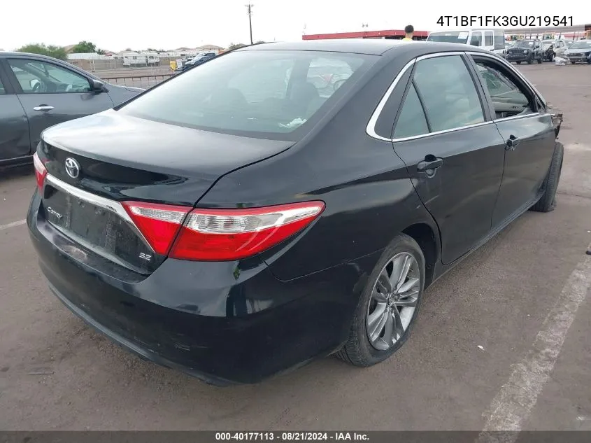 2016 Toyota Camry Se VIN: 4T1BF1FK3GU219541 Lot: 40177113