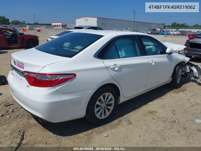 4T4BF1FK4GR519062 2016 Toyota Camry Le