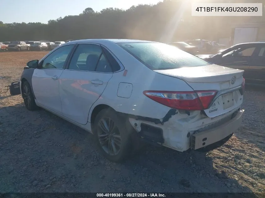 2016 Toyota Camry Se VIN: 4T1BF1FK4GU208290 Lot: 40199361