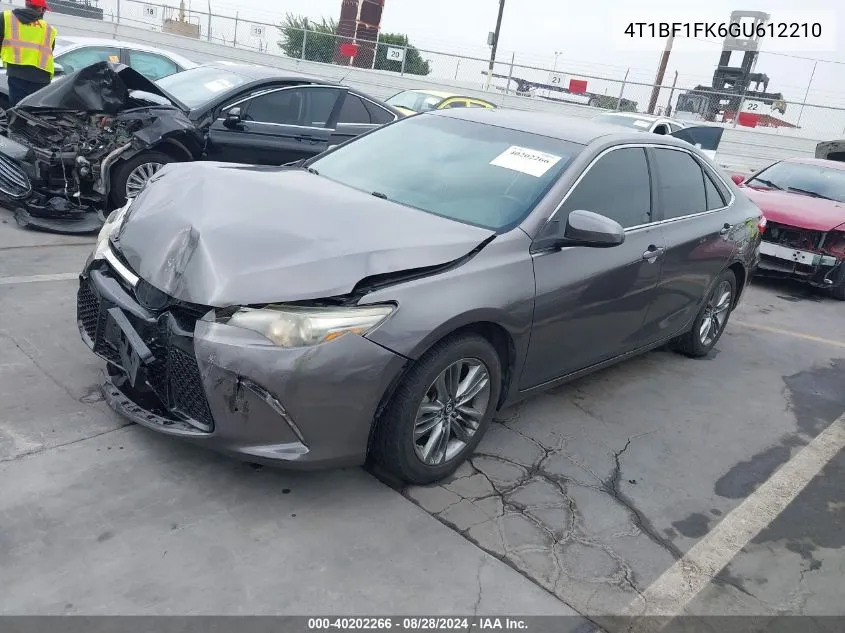 2016 Toyota Camry Se VIN: 4T1BF1FK6GU612210 Lot: 40202266