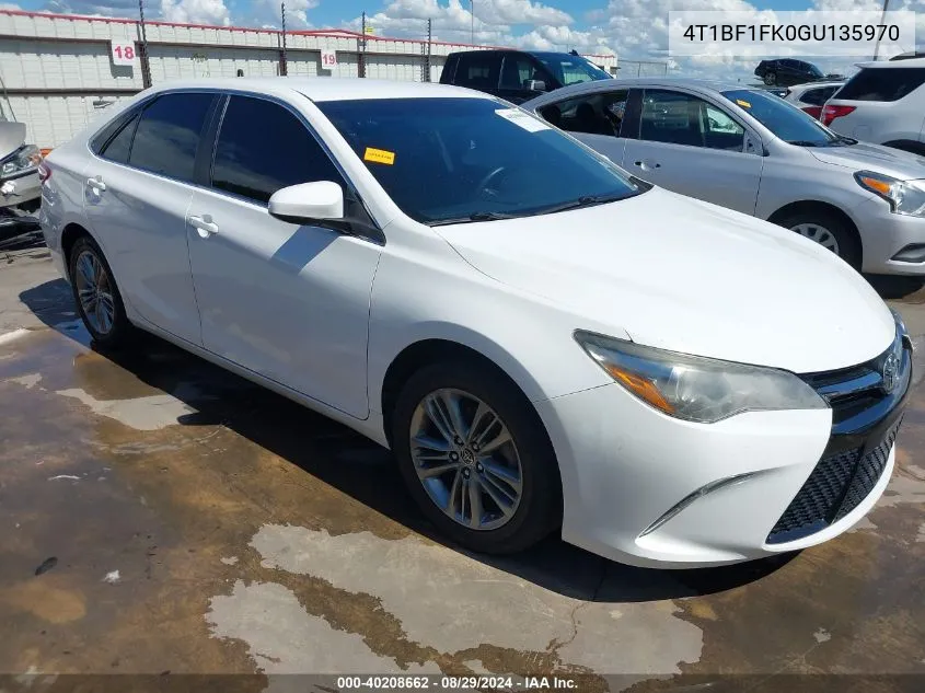 2016 Toyota Camry Se VIN: 4T1BF1FK0GU135970 Lot: 40208662