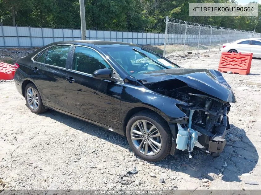 2016 Toyota Camry Se VIN: 4T1BF1FK0GU190564 Lot: 40211686