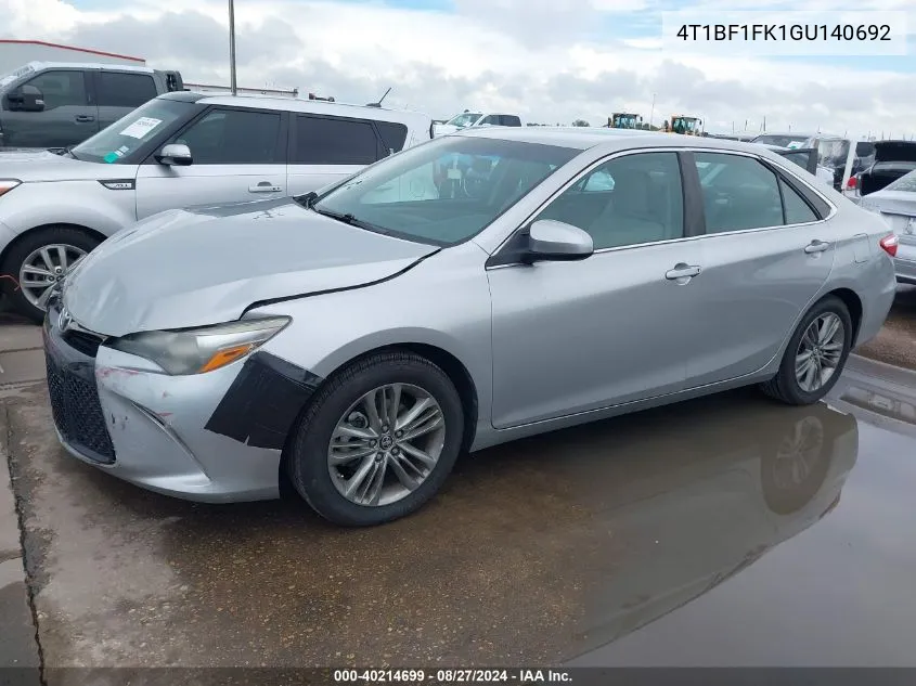 2016 Toyota Camry Se VIN: 4T1BF1FK1GU140692 Lot: 40214699