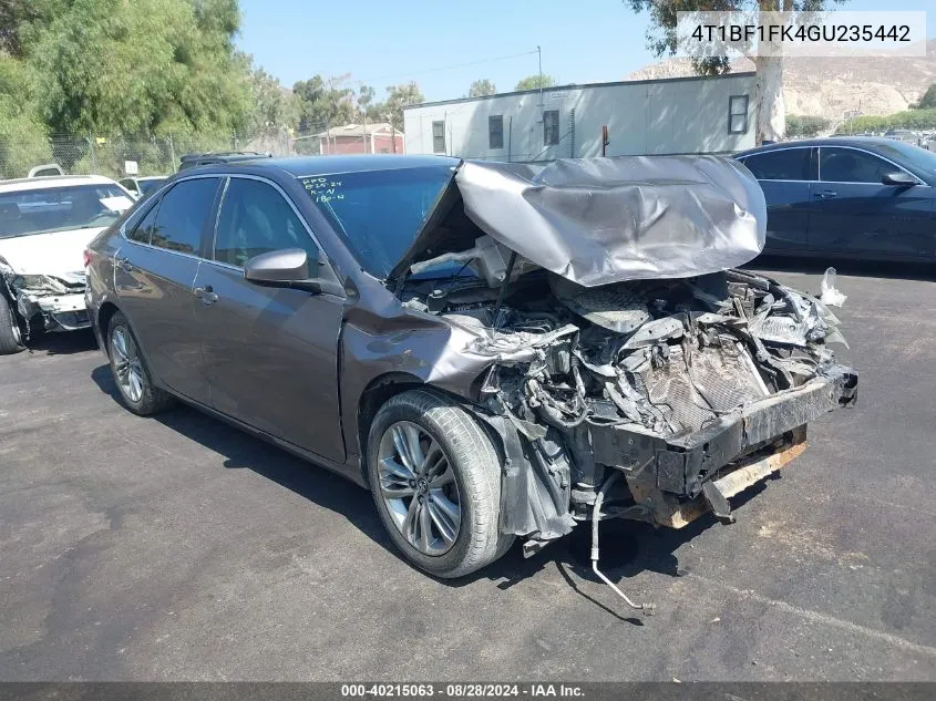 2016 Toyota Camry Se VIN: 4T1BF1FK4GU235442 Lot: 40215063