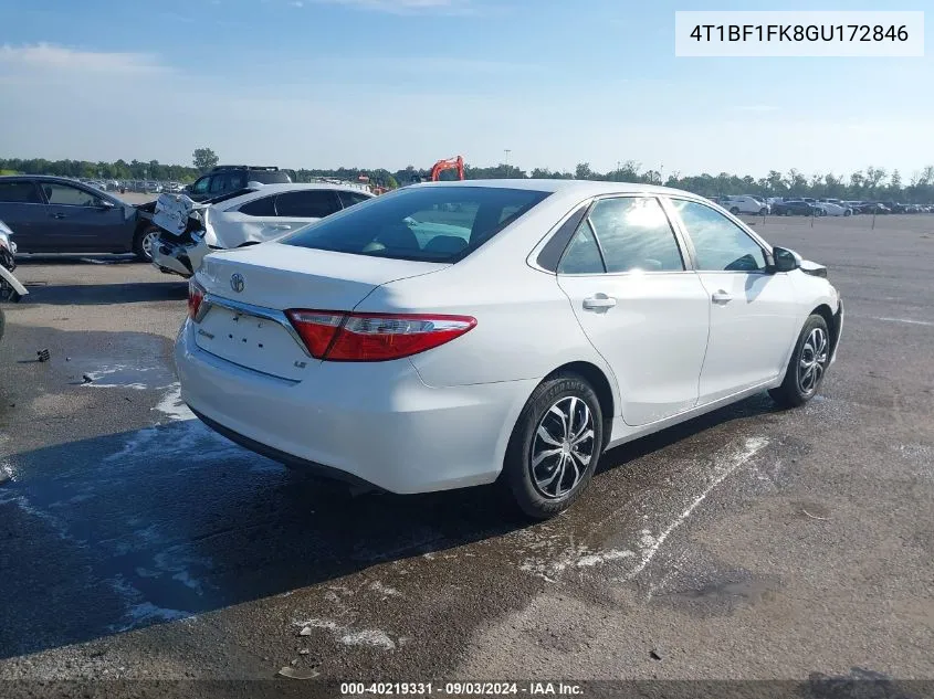 2016 Toyota Camry Le VIN: 4T1BF1FK8GU172846 Lot: 40219331