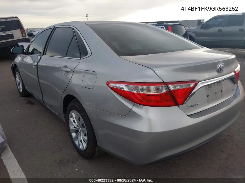 2016 Toyota Camry Le VIN: 4T4BF1FK9GR563252 Lot: 40223392