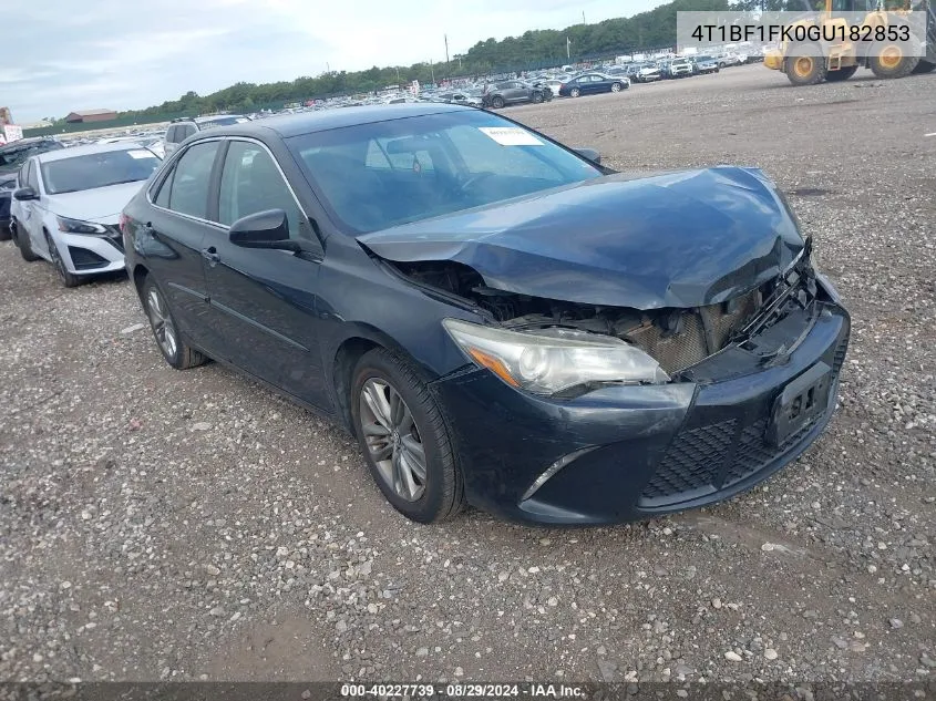 2016 Toyota Camry Se VIN: 4T1BF1FK0GU182853 Lot: 40227739