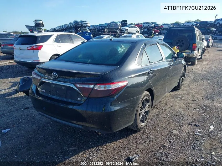 2016 Toyota Camry Se VIN: 4T1BF1FK7GU212026 Lot: 40232282