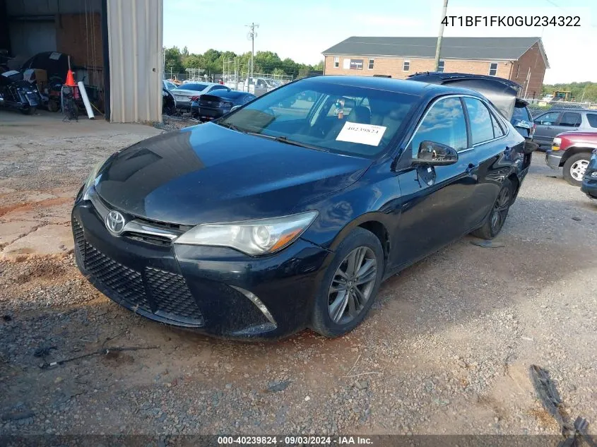 2016 Toyota Camry Se VIN: 4T1BF1FK0GU234322 Lot: 40239824