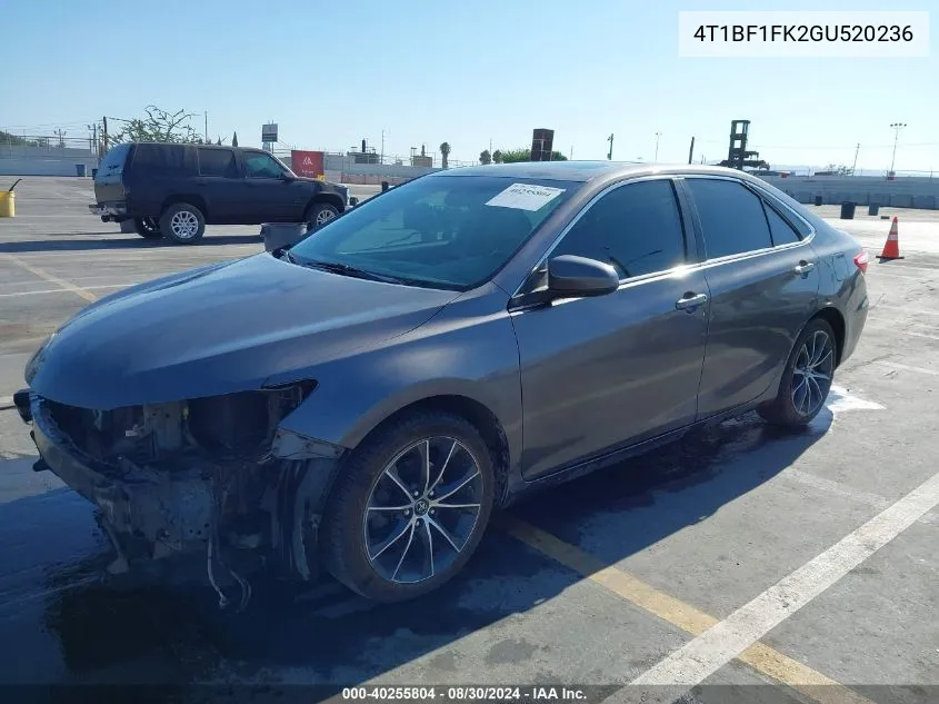 2016 Toyota Camry Xse VIN: 4T1BF1FK2GU520236 Lot: 40255804