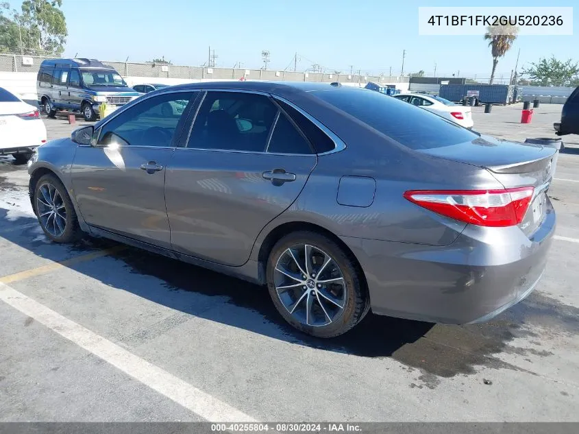 2016 Toyota Camry Xse VIN: 4T1BF1FK2GU520236 Lot: 40255804