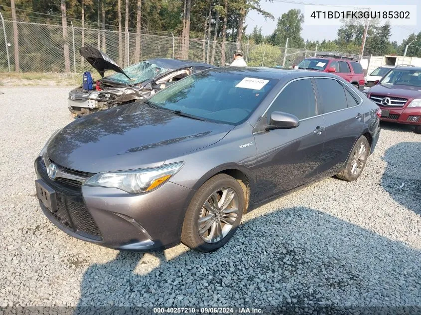 2016 Toyota Camry Hybrid Se VIN: 4T1BD1FK3GU185302 Lot: 40257210